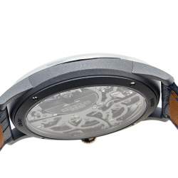 Hermes Grey Skeleton Titanium Platinum Alligator Leather Slim d'Hermes Squelette Lune W053606WW00 Men's Wristwatch 39.50 mm