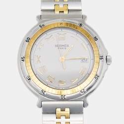 Hermes Silver Stainless Steel & Gold Plated Captain Nemo Quartz Men's Wristwatch 36MM