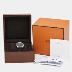 Pre Owned Hermes Black Bicolor Titanium Rubber H08 049428WW00 Men's Wristwatch 39 mm