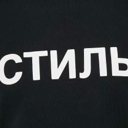 Heron Preston Black Printed Cotton Crew Neck T-Shirt M