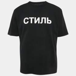 Heron Preston Black Printed Cotton Crew Neck T-Shirt M