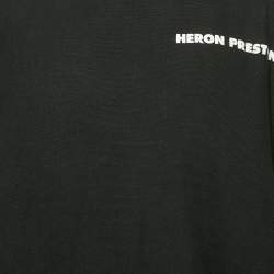 Heron Preston Black Logo Print Cotton Crew Neck Sweatshirt M