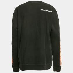 Heron Preston Black Logo Print Cotton Crew Neck Sweatshirt M