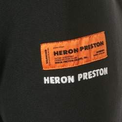 Pre Owned Heron Preston Black Printed Cotton Jersey Sweatpants L