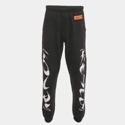 Pre Owned Heron Preston Black Printed Cotton Jogger Pants S