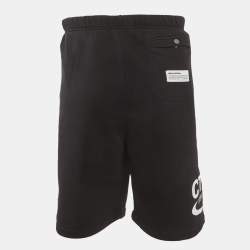 مملوكة مسبقًا شورت هيرون بريستون قطني أسود بطبعة مقاس كبير جداً - إكسترا لارج