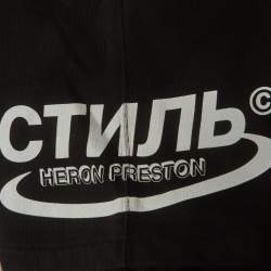 مملوكة مسبقًا شورت هيرون بريستون قطني أسود بطبعة مقاس كبير جداً - إكسترا لارج