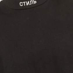 Pre Owned تي شيرت هيرون بريستون قطن أسود مطبوع شعار الماركة وحقائق ناسا أكمام قصيرة مقاس صغير (سمول)