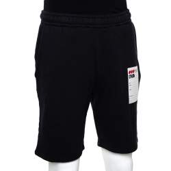 Heron Preston  Black Cotton Knit Elasticized Waist Shorts M