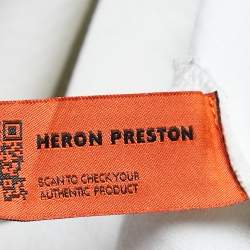 Pre Owned Heron Preston White Herons Print Cotton Crew Neck Oversized T-Shirt S
