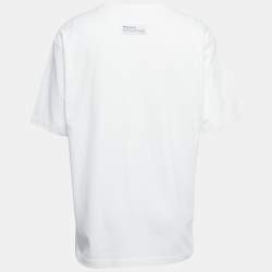 Pre Owned Heron Preston White Herons Print Cotton Crew Neck Oversized T-Shirt S