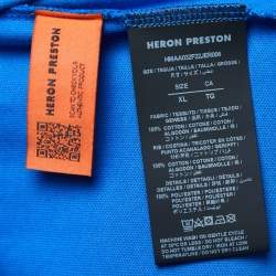 Heron Preston Blue Logo Print Cotton Crew Neck Oversized T-Shirt XL