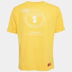 Heron Preston Yellow DSNY Embroidered Cotton Half Sleeve T-Shirt L