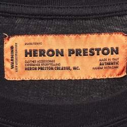 Heron Preston Black Graphic Print Cotton Crew Neck T-Shirt S