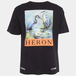Heron Preston Black Graphic Print Cotton Crew Neck T-Shirt S