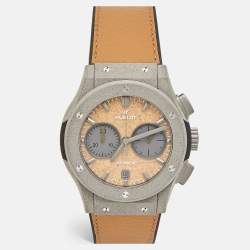 Hublot Tan Dial Grey Concrete Sand Camel Leather Limited Edition Classic Fusion Year of The Fiftieth 521.XC.0570.VR.UAE21 Men's Wristwatch 45 mm