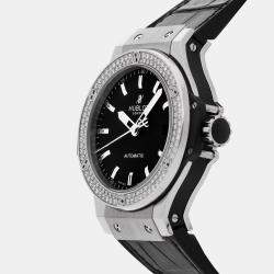 Hublot Black Stainless Steel Big Bang Automatic Men's Wristwatch 38 mm