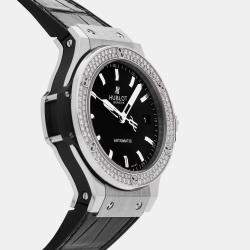 Hublot Black Stainless Steel Big Bang Automatic Men's Wristwatch 38 mm