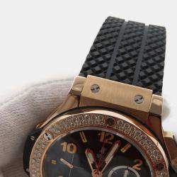 Hublot Black 18k Rose Gold Big Bang Automatic Men's Wristwatch 44 mm