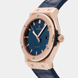 Pre Owned Hublot Blue 18k Rose Gold Classic Fusion 542.OX.7180.LR Automatic Men's Wristwatch 42 mm