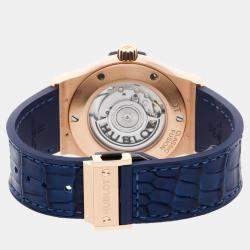 Pre Owned Hublot Blue 18k Rose Gold Classic Fusion 542.OX.7180.LR Automatic Men's Wristwatch 42 mm