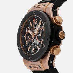 Hublot Skeleton 18k Rose Gold Big Bang Unico 411.OM.1180.RX Automatic Men's Wristwatch 45 mm