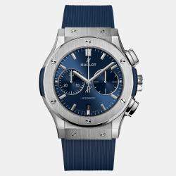 Hublot Blue Titanium Classic Fusion Chronograph Men's Wristwatch 45 mm