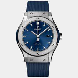 Hublot Blue Titanium Classic Fusion Men's Wristwatch 42 mm