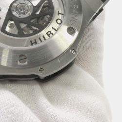 Hublot Black Stainless Steel Ceramic Big Bang Automatic Men's Wristwatch 44 mm