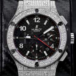 Hublot Customised Black Diamond Big Bang 301.SX.130.RX Automatic Men's Wristwatch 44 mm