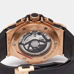 Hublot Black Carbon Fiber 18K Rose Gold Titanium Rubber Big Bang 301.PM.1780.RX Men's Wristwatch 44 mm