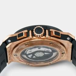 Hublot Black Carbon Fiber 18K Rose Gold Titanium Rubber Big Bang 301.PM.1780.RX Men's Wristwatch 44 mm