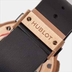 Hublot Black Carbon Fiber 18K Rose Gold Titanium Rubber Big Bang 301.PM.1780.RX Men's Wristwatch 44 mm