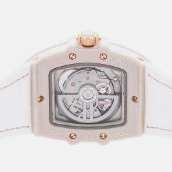 Pre-Owned Hublot Spirit Of Big Bang Beige Ceramic King Gold Diamonds 665.CZ.898B.LR.1204 39 mm
