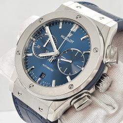 Pre Owned Hublot Classic Fusion 521.NX.7170.LR Automatic Blue Titanium Men's Wristwatch 45 mm