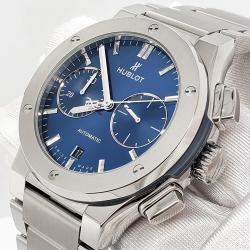 Pre Owned Hublot Classic Fusion 520.NX.7170.NX Automatic Blue Titanium Men's Wristwatch 45 mm
