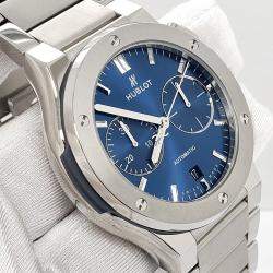 Pre Owned Hublot Classic Fusion 520.NX.7170.NX Automatic Blue Titanium Men's Wristwatch 45 mm