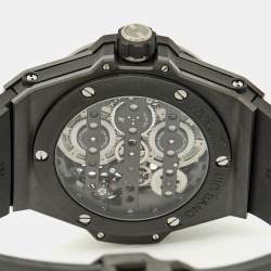 Pre Owned Hublot Black Skeleton Ceramic Rubber Big Bang Meca-10 Black Magic 414.C1.1123.RX Men's Wristwatch 45 mm