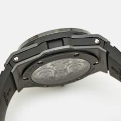 Pre Owned Hublot Black Skeleton Ceramic Rubber Big Bang Meca-10 Black Magic 414.C1.1123.RX Men's Wristwatch 45 mm