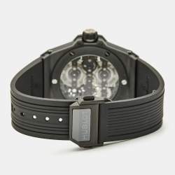 Pre Owned Hublot Black Skeleton Ceramic Rubber Big Bang Meca-10 Black Magic 414.C1.1123.RX Men's Wristwatch 45 mm