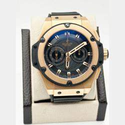 Pre Owned Hublot King Power Big Bang Foudroyante 715.PX.1128.RX Automatic Black 18K Rose Gold Men's Wristwatch 48 mm