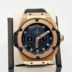 Pre Owned Hublot King Power Big Bang Foudroyante 715.PX.1128.RX Automatic Black 18K Rose Gold Men's Wristwatch 48 mm