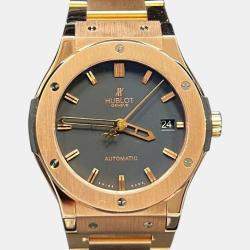 Pre Owned Hublot Classic Fusion 511.OX.1180.OX Automatic Black 18K Rose Gold Men's Wristwatch 45 mm