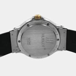 Pre Owned Hublot MDM Classic 1581.2 Automatic Blue 18k Yellow Gold Stainless Steel Men's Wristwatch 36 mm