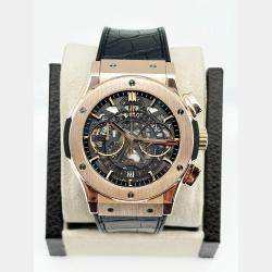 Pre Owned Hublot Classic Fusion Aerofusion Chronograph 525.OX.0180.LR Automatic Black 18k Rose Gold Men's Wristwatch 45 mm