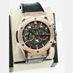 Pre Owned Hublot Classic Fusion Aerofusion Chronograph 525.OX.0180.LR Automatic Black 18k Rose Gold Men's Wristwatch 45 mm