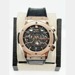 Pre Owned Hublot Classic Fusion Aerofusion Chronograph 525.OX.0180.LR Automatic Black 18k Rose Gold Men's Wristwatch 45 mm