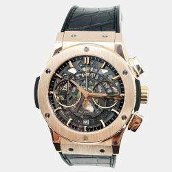 Pre Owned Hublot Classic Fusion Aerofusion Chronograph 525.OX.0180.LR Automatic Black 18k Rose Gold Men's Wristwatch 45 mm