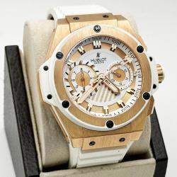 Pre Owned Hublot Big Bang King Power Foudroyante 715.OE.2118.RW Automatic White 18k Rose Gold Men's Wristwatch 48 mm