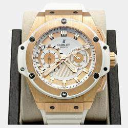 Pre Owned Hublot Big Bang King Power Foudroyante 715.OE.2118.RW Automatic White 18k Rose Gold Men's Wristwatch 48 mm